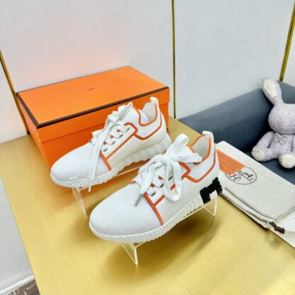 Hermes Spring and Summer Couples British White and Orange Colorblock Breathable and Durable Sports Casual Shoes - Image 6