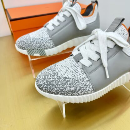 Hermes Spring and Summer Couples British Gray, White and Orange Colorblock Breathable and Durable Sports Casual Shoes - Image 6
