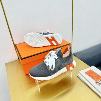 Hermes Spring and Summer Couples British Gray and Orange Colorblock Breathable and Durable Sports Casual Shoes - Image 6