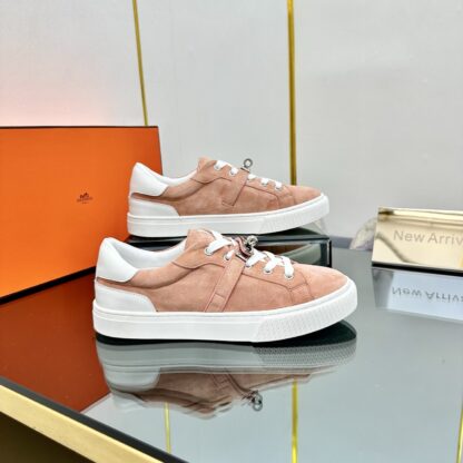 Hermes milk tea color couple's lace-up thick-soled fashionable casual shoes - Image 6