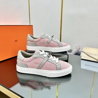 Hermes pink and gray couple's lace-up thick-soled fashionable casual shoes - Image 6