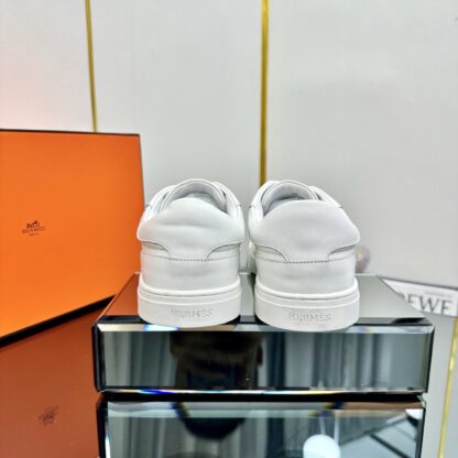 Hermes pure white couple's lace-up thick-soled fashionable casual shoes - Image 6