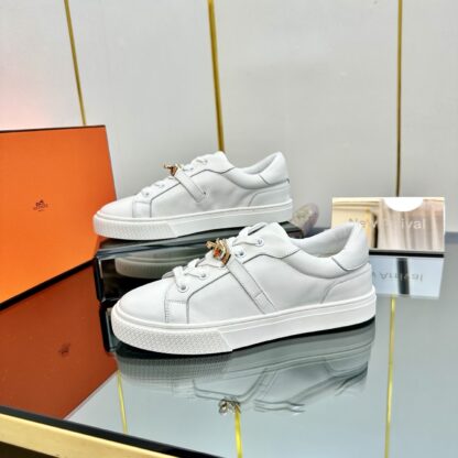 Hermes white couple's lace-up thick-soled fashionable casual shoes - Image 6