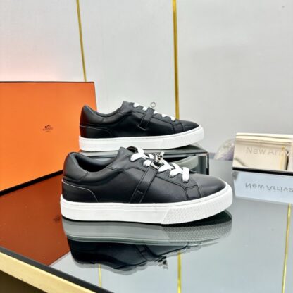 Hermes couple's lace-up thick-soled black and white casual shoes - Image 6