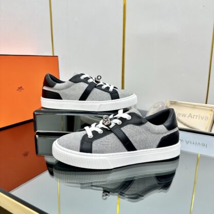 Hermes couple's lace-up thick-soled gray and black comfortable casual shoes - Image 6