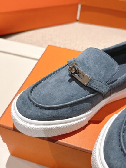 Hermès new kelly buckle thick-soled dark blue loafers - Image 6
