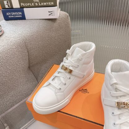 Hermes Kelly buckle white high top casual shoes - Image 6