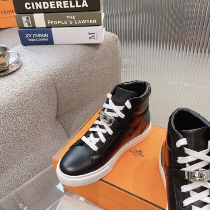 Hermes Kelly buckle black high top casual shoes - Image 6