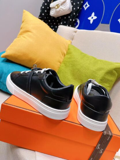 Hermes black latest kelly shoe buckle classic flat casual shoes - Image 6