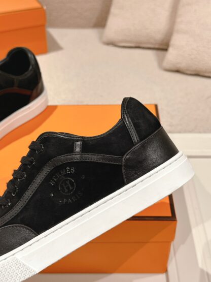 Hermes couple black fashion casual skateboard shoes - Image 7