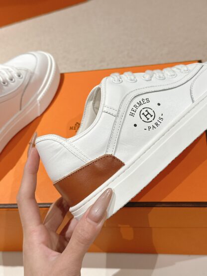 Hermes couple white fashion casual skateboard shoes - Image 7