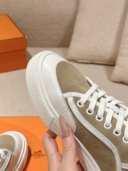 Hermes couple white apricot fashion casual skateboard shoes - Image 7