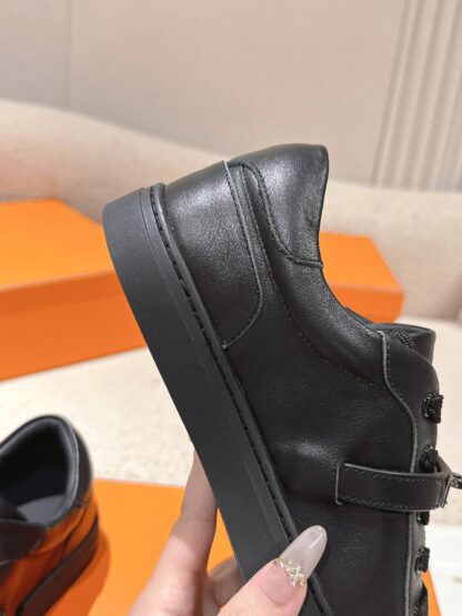 Hermès classic couple black kelly buckle classic versatile casual shoes - Image 7
