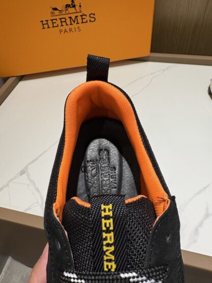 Hermès men's black and orange breathable sneakers - Image 7