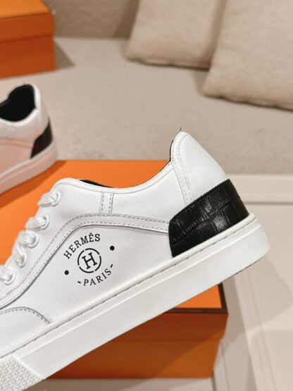 Hermes couple white and black fashion retro casual skateboard shoes - Image 7