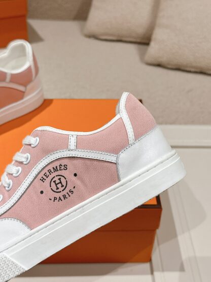 Hermes couple pink and white fashion retro casual skateboard shoes - Image 7
