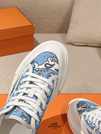 Hermes couple blue and white fashion retro casual skateboard shoes - Image 7
