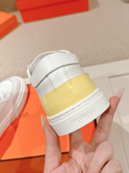 Hermes couple white and yellow fashion retro casual skateboard shoes - Image 7