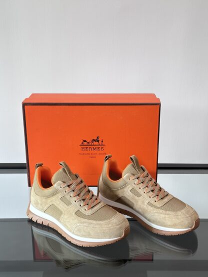 Hermès lightweight and versatile fashion apricot orange color matching sneakers - Image 7
