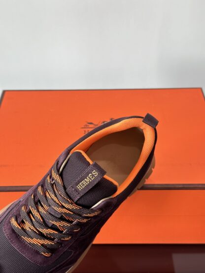 Hermès lightweight and versatile fashion dark red sneakers - Image 7