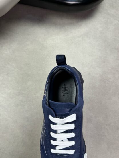 Hermès blue and white color matching embroidery brand temperament thick-soled casual shoes - Image 7