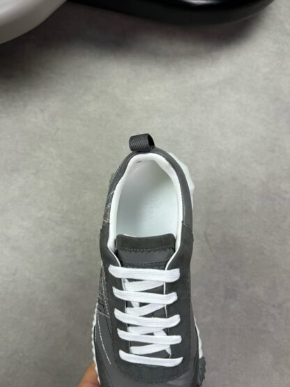 Hermès gray and white color matching embroidery brand temperament thick-soled casual shoes - Image 7