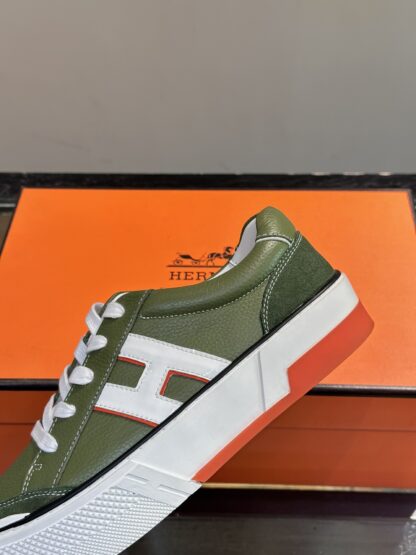 Hermes Men's Low-top Comfortable Dark Green Casual Sneakers - Image 7