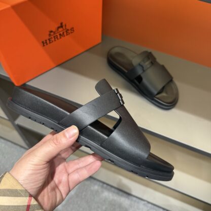 Hermes summer black matte pure handmade high-end sandals - Image 7