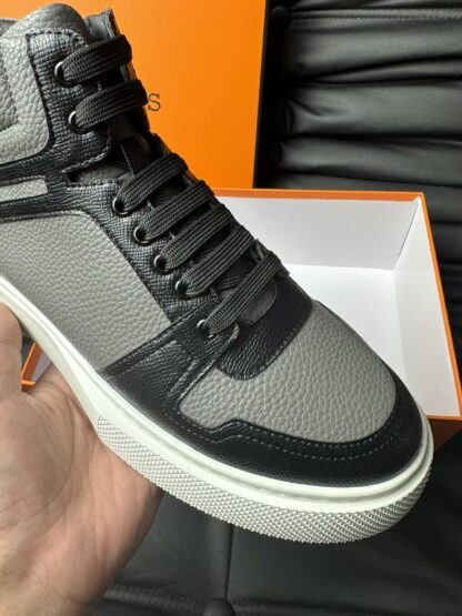 Hermes high-end noble gray and black high-top casual shoes - Image 7