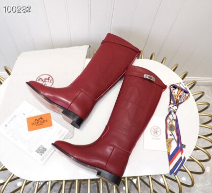 Hermès classic kelly buckle red mid-calf boots - Image 7
