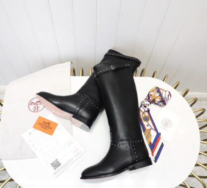 Hermès classic kelly buckle black mid-calf boots - Image 7