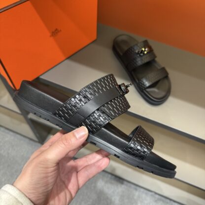 Hermes summer black silver buckle pure handmade high-end sandals - Image 7