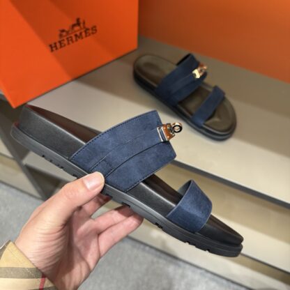 Hermes summer blue pure handmade high-end sandals - Image 7