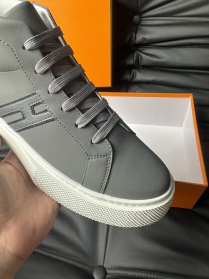Hermes dark grey leather high-end luxury casual shoes - Image 7