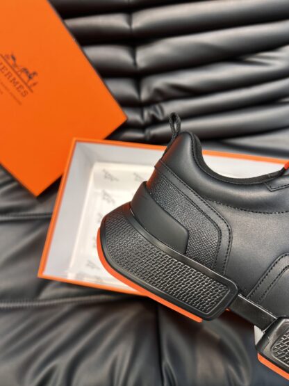 Hermes Men's Black Orange Soft Comfortable Casual Sports Shoes - Image 7