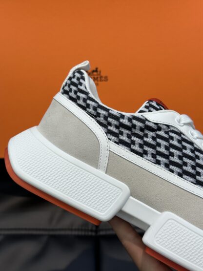 Hermes men's comfortable and soft white and black color matching casual sports shoes - Image 7