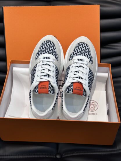 Hermes men's comfortable and soft gray and black color matching casual sports shoes - Image 7