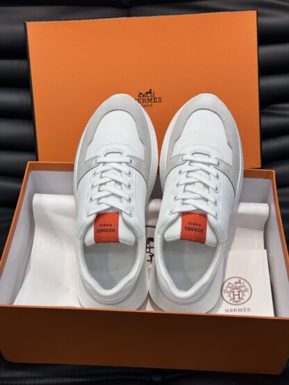 Hermes Men's Comfortable Soft White Gray Casual Sports Shoes - Image 7
