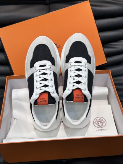 Hermes Men's Comfortable Soft Black and Gray Casual Sneakers - Image 7