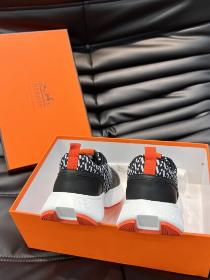 Hermes men's comfortable and soft black and orange color matching casual sports shoes - Image 7
