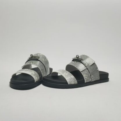 Hermès Couple's Grey Silver Buckle Braided Sandals - Image 7