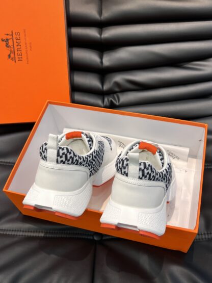 Hermes men's comfortable and soft white, black and orange color matching casual sports shoes - Image 7