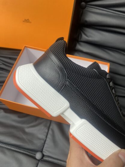 Hermes Men's Comfortable Soft Black Casual Sneakers - Image 7