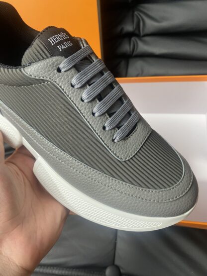 Hermes Men's Comfortable Soft Grey Casual Sneakers - Image 7