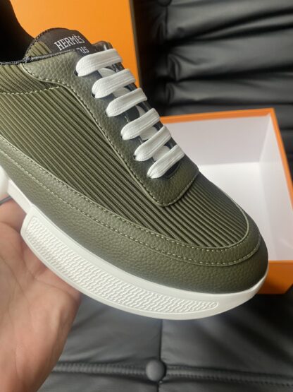 Hermes Men's Comfortable Soft Dark Green Casual Sneakers - Image 7