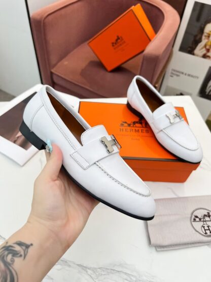 Hermès classic white loafers - Image 6