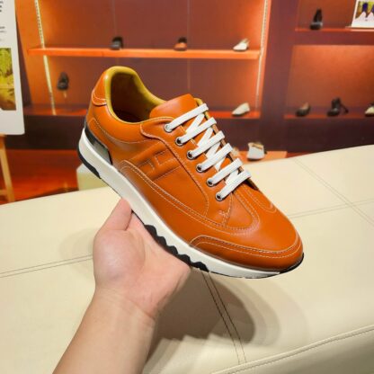 Hermès France Paris catwalk model orange shiny classic casual shoes - Image 7