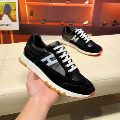 Hermès France Paris catwalk model black and gray classic casual shoes - Image 7