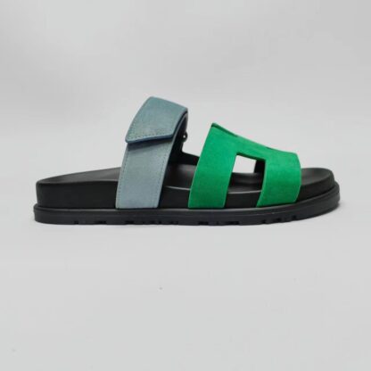 Hermès couple blue-green woven sandals - Image 6