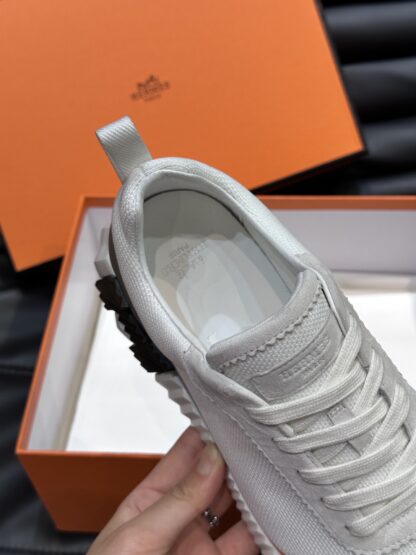 Hermès Men's White Orange Lightweight Casual Sneakers - Image 7